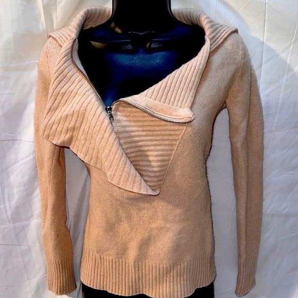 VTG J.Crew Zip Sweater Asymmetrical Design Wool Cashmere Blend L20.5 P2P15 Y2K - Picture 1 of 3